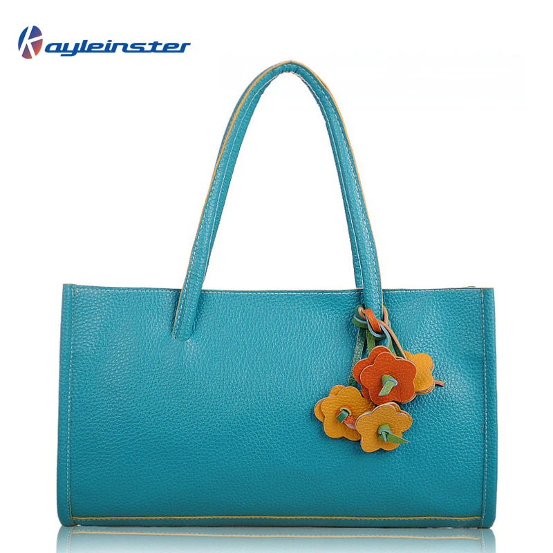 10 Colors 2015 Famous Brand PU Leather Woman Shoulder Bag Fashion Candy Color High Quality Handbag Flowers Designer Bolsas Tote