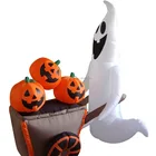 180cm/6ft inflatable white ghost pull the pumpkin car for Halloween decoration