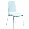 Elegant modern chair steel chromed feet acrylic back dining chair with cushion sedia da pranzo acrilico steel chrome dining chai