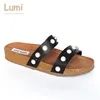 Ladies fancy pearl and diamonds cork foot bed sandals shoes for women