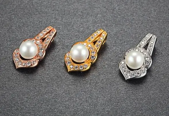 925 Sterling Silver White CZ Rose Gold Plated Pearl Jewelry Set for Women Wedding & Anniversary