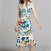 Fitted Run Way Inspired Floral Day Dress Sleeveless Day Dress Runway Women Summer Elegant Retro Bohemian Print Clothing