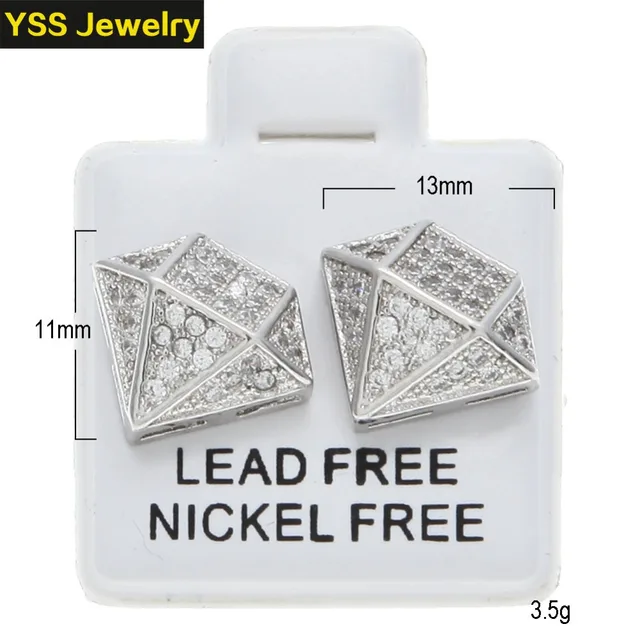 925 Silver diamond shape earrings Ice out gold plated earrings Whole sale Female jewelry diamond shape earrings