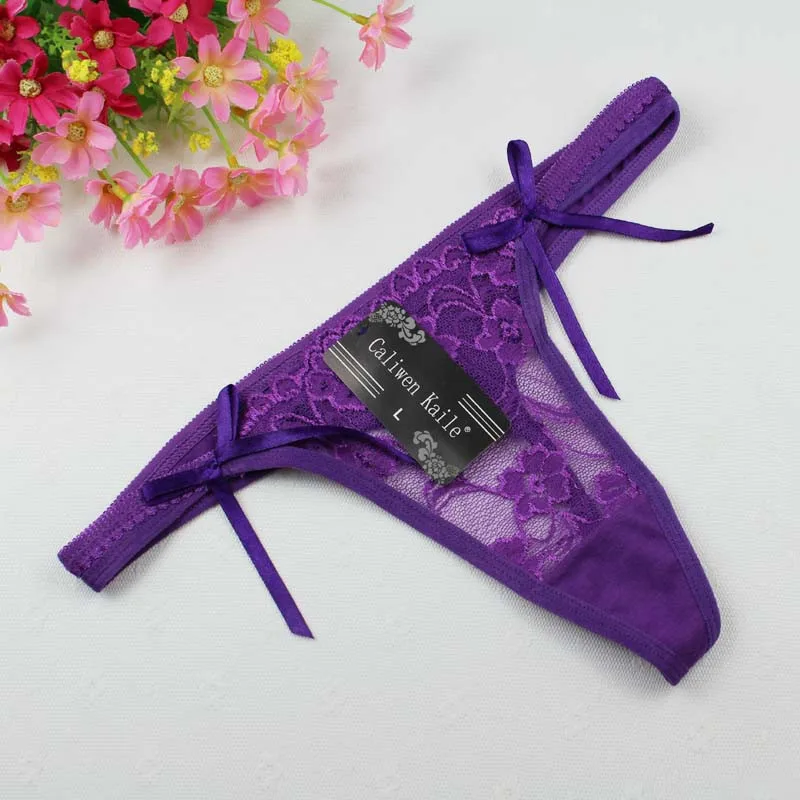 Stock Newest lady bowknot Sey G String underwear Women Lace Transprent Low Waist seamless panties see through Thongs Underwear B
