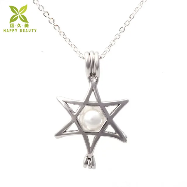 star pearl cage pendants lockets for diy wish love gift necklace