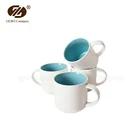 Promotional Items Stocked Inside Color Outside White Stoneware Mug Wholesale Ceramic Coffee Mugs Cup