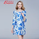 Women Outfit Long Sleeve Shoulder Bandage Sexy O-Neck Wide Leg Long casual Dress And Blue Floral Dress
