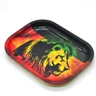 Custom printed metal tin serving coffee tray in stock