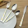 cheap dinnerware stainless steel gold plated cutlery flatware set