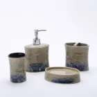 4 PC Antique Bathroom Accessories Set Bath Ceramic Cup, Toothbrush Holder, Soap Dish, Dispenser