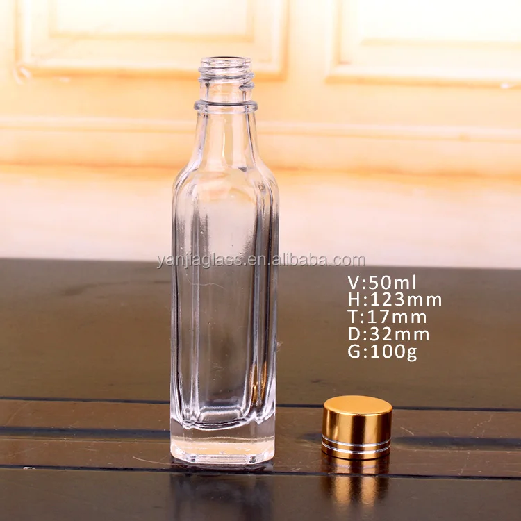 Hot Sell 30ml 50ml 100ml Square Shape Empty Glass Olive Oil Liquor Wine Bottle with Screw Lid