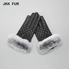 Women Genuine Leather Gloves Soft Lined Touch Screen Spring Winter Real Sheepskin Rabbit Fur