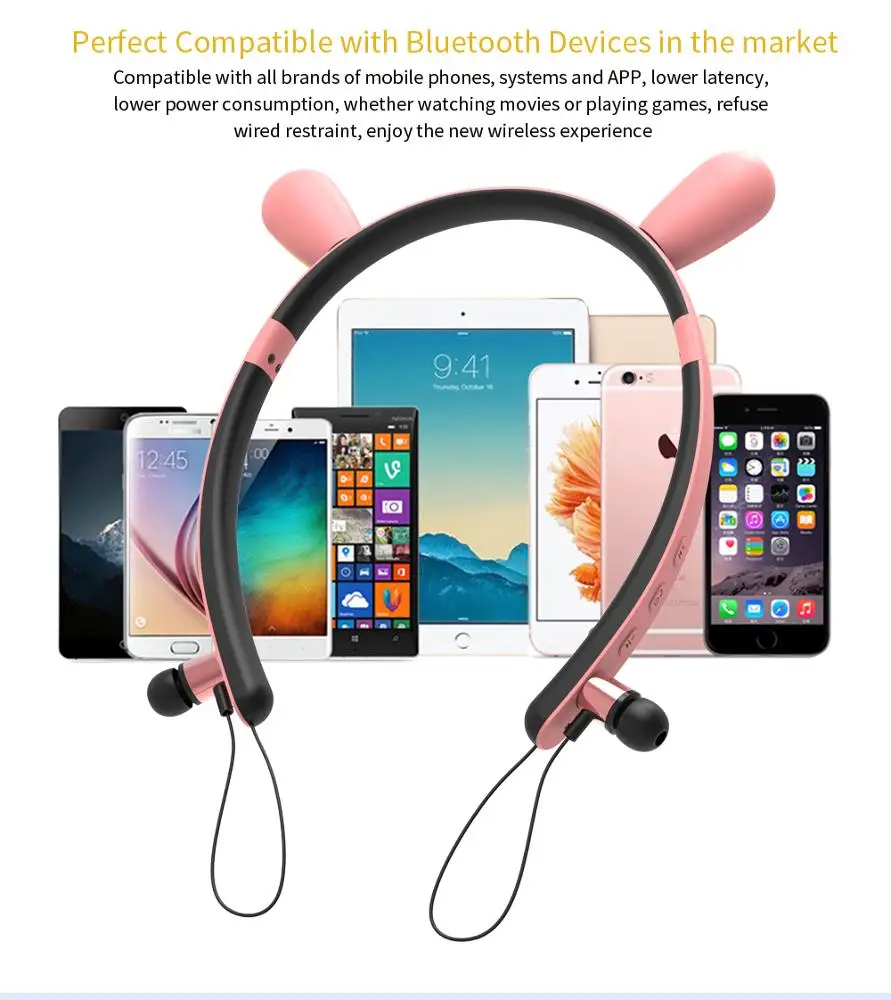 2019 new design wholesale wireless cat ear headset earphone gift earphone ZW-29 Christmas gifts for girl - ANKUX.COM