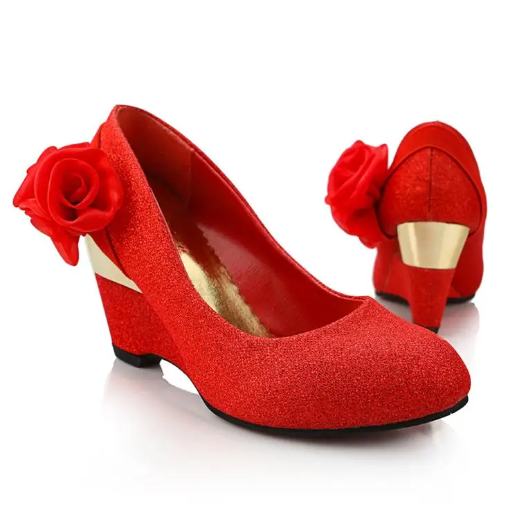 free shipping Wedding shoes wedding shoes gold red wedding shoes the bride wedding shoes sw7340 50