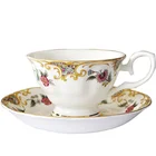 fine bone china Tea Cup and Saucer Set Coffee Cup with Saucer 8 oz Set for wedding party restaurant Christmas gift