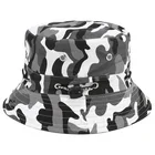 Cosum short brim print camouflage summer bucket hat with string