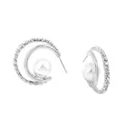 Female fashion jewelry accessories gold crystal hoop earrings baroque pearl jewelry earring