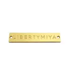 Zinc alloy engraved rectangle gold name logo custom 2 hole sewing metal plate label tag for garment