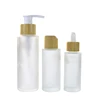 Hot sale 30ml 50ml 100ml 120ml 150ml empty cream lotion serum bamboo cosmetic packaging glass bottles with bamboo lid