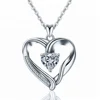 Fashion Crystals 925 Sterling Silver Zircon Necklaces Jewellery Heart Shaped Pendant