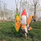 Cartoon animal movie standing life size cock with corn statue