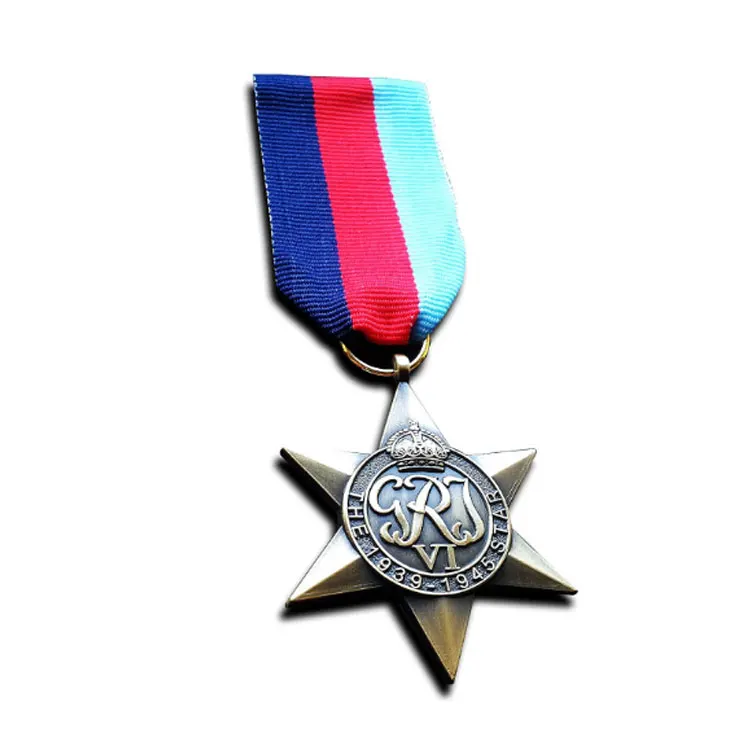 custom new design plated metal military medal with ribbon