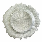 SXGC Food Safe Lead Free Reef Glass Charger Plate Silver