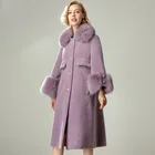 Women Overcoat 2019 Fashion Real Fox Fur Collar and Cuffs Teddy Jacket Wholesale Women Real Sheep Skin Fur Coat