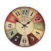 Wood Wall Clock, NALAKUVARA Vintage Colorful France Paris French Country Tuscan Retro Style Arabic Numerals Design Non -Ticking