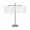 America Style Double Brushed Nickel Power Outlet Hotel Table Lamp With USB Port