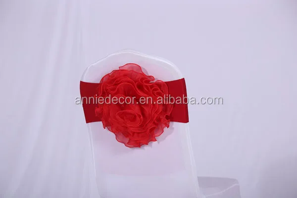 Wholesale blush organza flower wedding chair sash spandex chair band wedding decoration