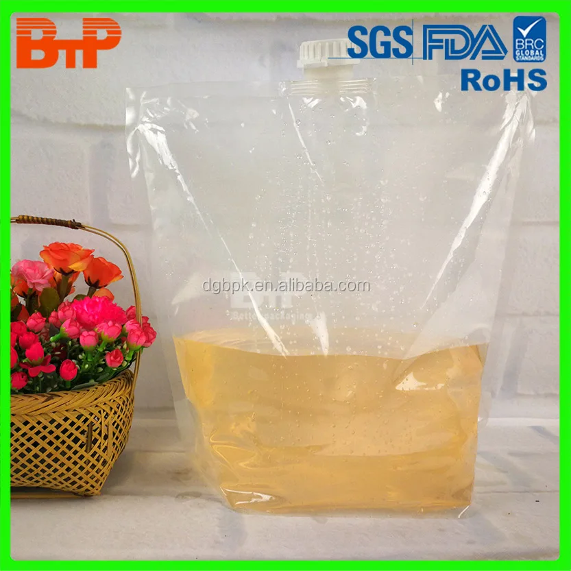 Liter Litres Clear Stand Up Pouch With Spout For Oil Liquid Packing