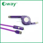 China Factory Multiple charging 2 in 1 data micro usb one way retractable cable