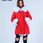 Real Fur Collar Hooded Parka Thick Warm Detachable Winter Jacket Cotton Red Padded Coats