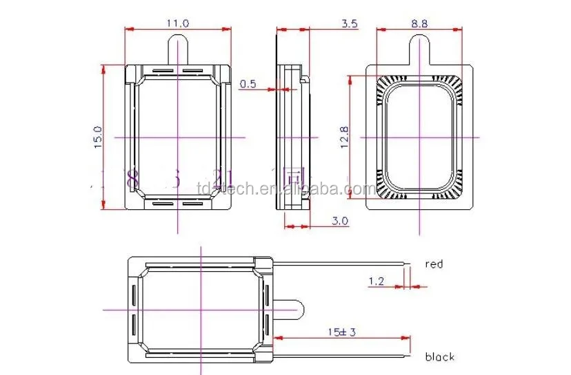 Taidacent 15*11*3.5 mm 8 Ohm 1 Watt 18mm Lead Contact Waterproof Mircor Small Square Cell Phone Speakers - ANKUX.COM