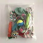 Custom pet dog chew toy 10 pack set ball rubber cotton rope squeaky dog toy