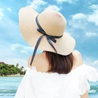 Wholesale Summer Lady Flat Brim Straw Hat Body Wide Brim Sun Cheap Beach Hat ,fedora beach Paper women straw hat