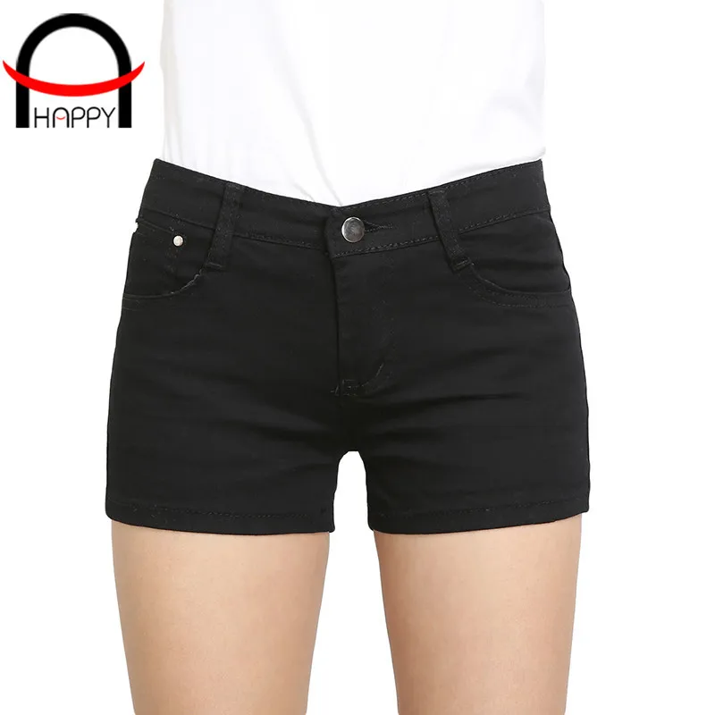 2015 summer style demin shorts feminino casual candy color mid waist pantalones cortos mujer straight plus size hot shorts WP031