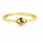 Hot Latest Designs 925 sterling Silver Gold Plated Jewelry Evil Eyes Shape Finger Zirconia Gold Ring