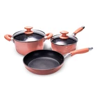 2019 fashion Pantone color 3pcs high quality non-stick coating aluminum cookware sets kitchenware set