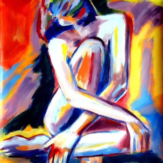 hot open sexy female nude long hair women oil painting on wall