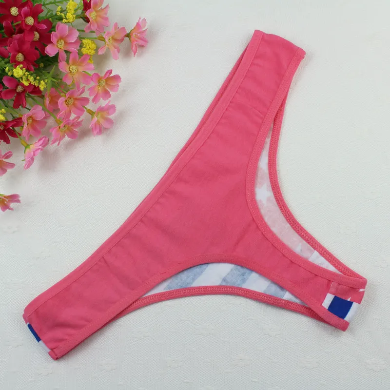 Stock Intimate cotton national flag star stripe Sey panties string lingerie thongs g string Briefs Underwear Women Girls Summer