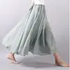 2018 Women Linen Cotton Long Skirts Elastic Waist Pleated Maxi Skirts Beach Boho Vintage Summer Skirts
