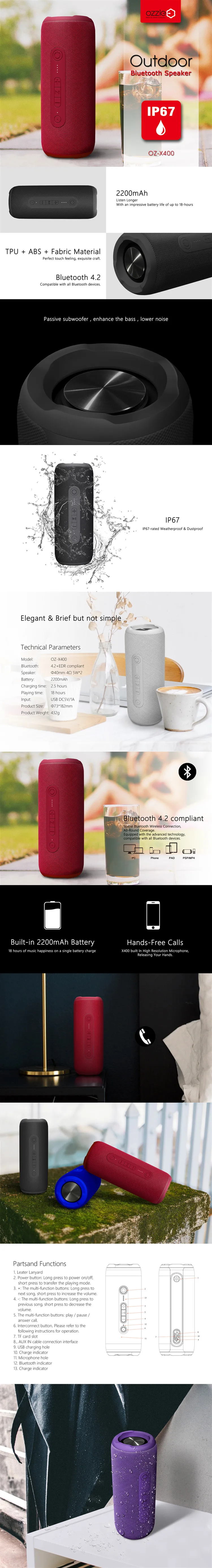 Rome Italy hot selling product ozzie x400 subwoofer bluetooth speakers for samusng note 10 sound system and speakers for iphone - ANKUX.COM