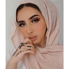 Factory selling wholesaler modest fashion hijaber sewed stone shawl zipper pearl chiffon bubble beaded hijab scarf