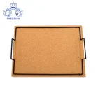 Box Square Decorative MDF Tray, Serving Tray with Die Cast Iron Handles for Breakfast, Food, Party