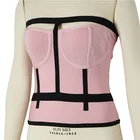 Women Creative Geometric Contrast Tape Bandage Corset Crop Tank Top