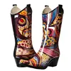 Fashion Cheap Price Pointed Toe Wellington Boot Cowboy Rubber Rain Boot For Wholesale