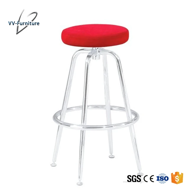 round pu /fabric backless swivel metal kitchen bar stools with chrome chair legs
