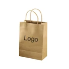 Wine use Twisted Handle Brown Kraft Paper Bag with Curved Edge for for shopping